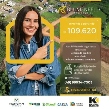 Imagem do anúnio: Vendo terreno / lote / condomínio em Erval Velho , Santa Catarina no bairro Blumenfeld